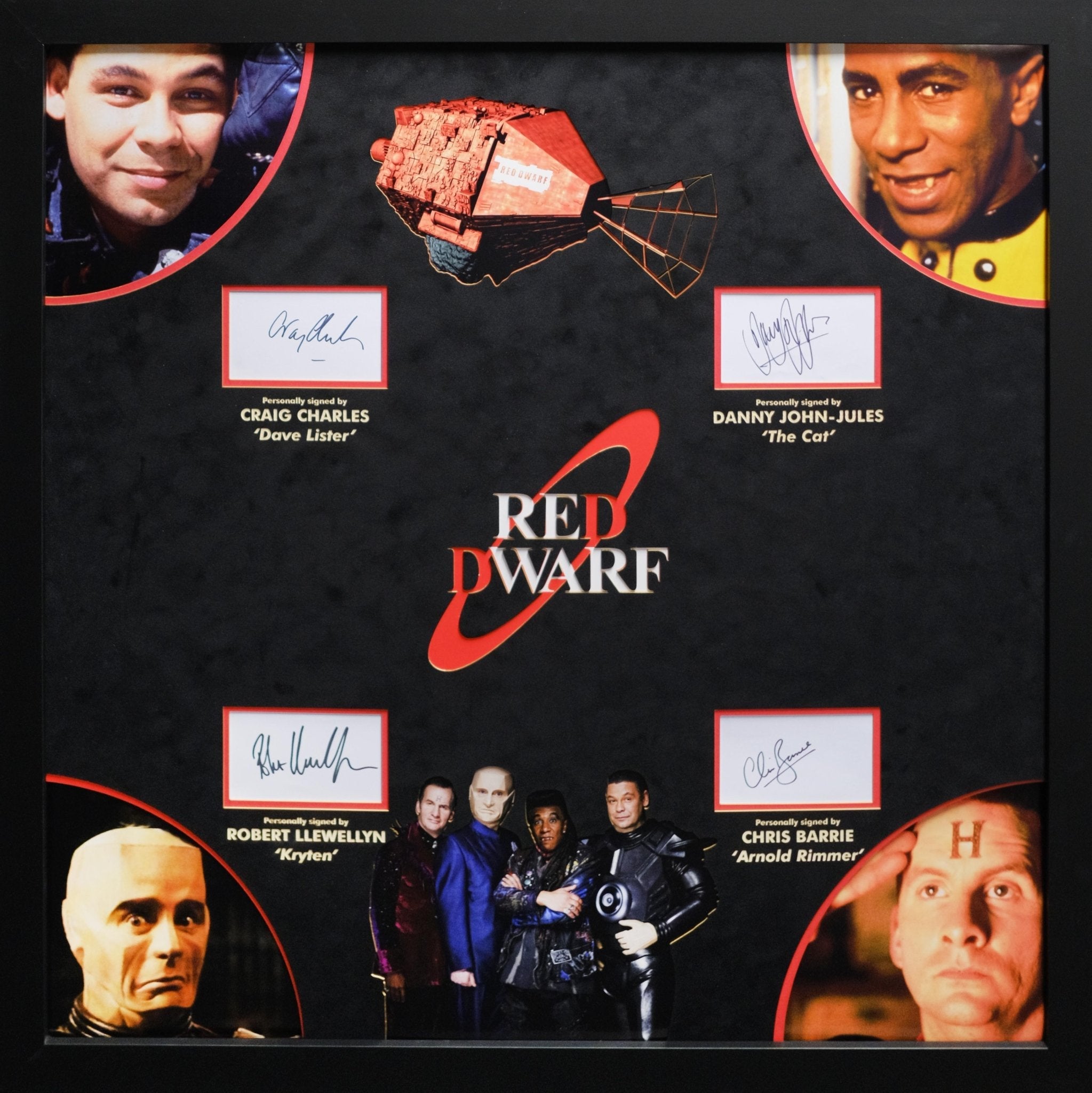 Red Dwarf Signed photo display by Danny John-Jules,Chris Barrie,Craig Charles, Robert Llewellyn - Memorabilia Framers Shop
